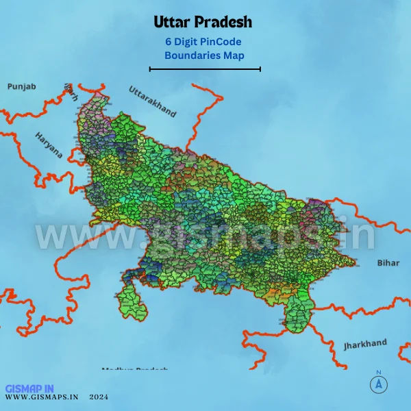 Uttar Pradesh 6 Digit Pincode Boundaries Map